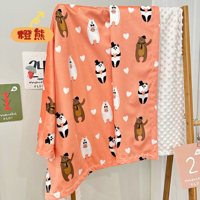 Childrens Air-conditioning Quilt Doudou Pacifying Small Wool Sleeping Blanket Washable Baby Lunch Break Quilt Four Seasons Sofa Blanket Cover Blanket Orange Bear 
