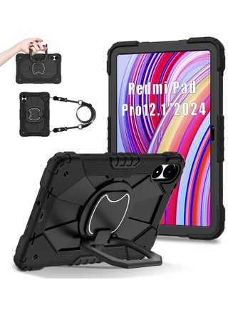 Tablet Case for Xiaomi Redmi Pad Pro/ Xiaomi Poco Pad 12.1 inch 360 Degree Rotating Multi-Function Grip Bracket Full Protective Shockproof Cover with Shoulder Strap Black - pzsku/ZE2715E0B08BB68A19801Z/45/_/1725354142/82d26bfd-843c-479e-9ccf-0a4b24f8c595