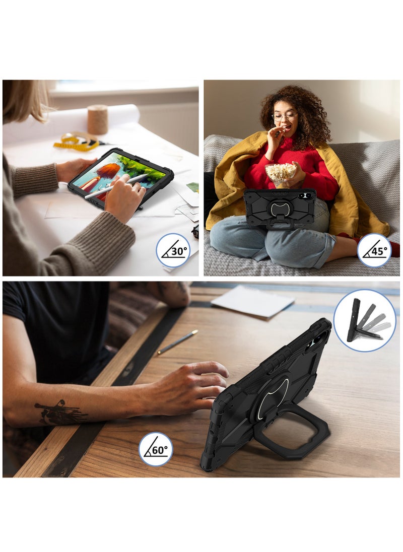 Tablet Case for Xiaomi Redmi Pad Pro/ Xiaomi Poco Pad 12.1 inch 360 Degree Rotating Multi-Function Grip Bracket Full Protective Shockproof Cover with Shoulder Strap Black