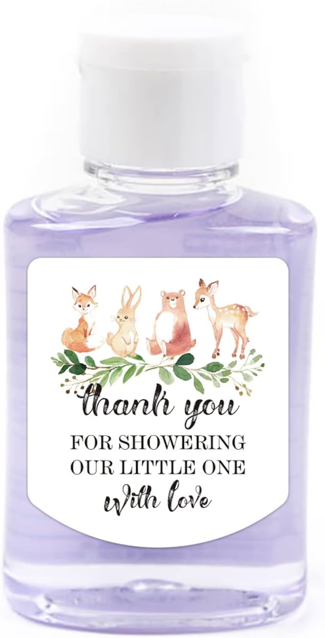 None/Brand ملصقات مطهر اليدين شكرًا لك على showering صغيرنا بالحب ملصقات هدايا حفلة استقبال المولود ملصقات حفلة استقبال المولود سفاري - Image 3
