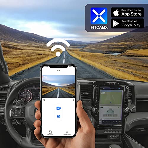 Fitcamx كاميرا داش أمامية 4K + خلفية 1080P تناسب دودج رام 1500 (الموديل ب) 2019-2024 ريبيل بيغ هورن لارامي، مظهر المصنع الأصلي، فيديو عالي الدقة مزدوج، اتصال واي فاي وتطبيق، تسجيل حلقي، حساس G، سهل الإعداد، بطاقة 128GB - Image 5