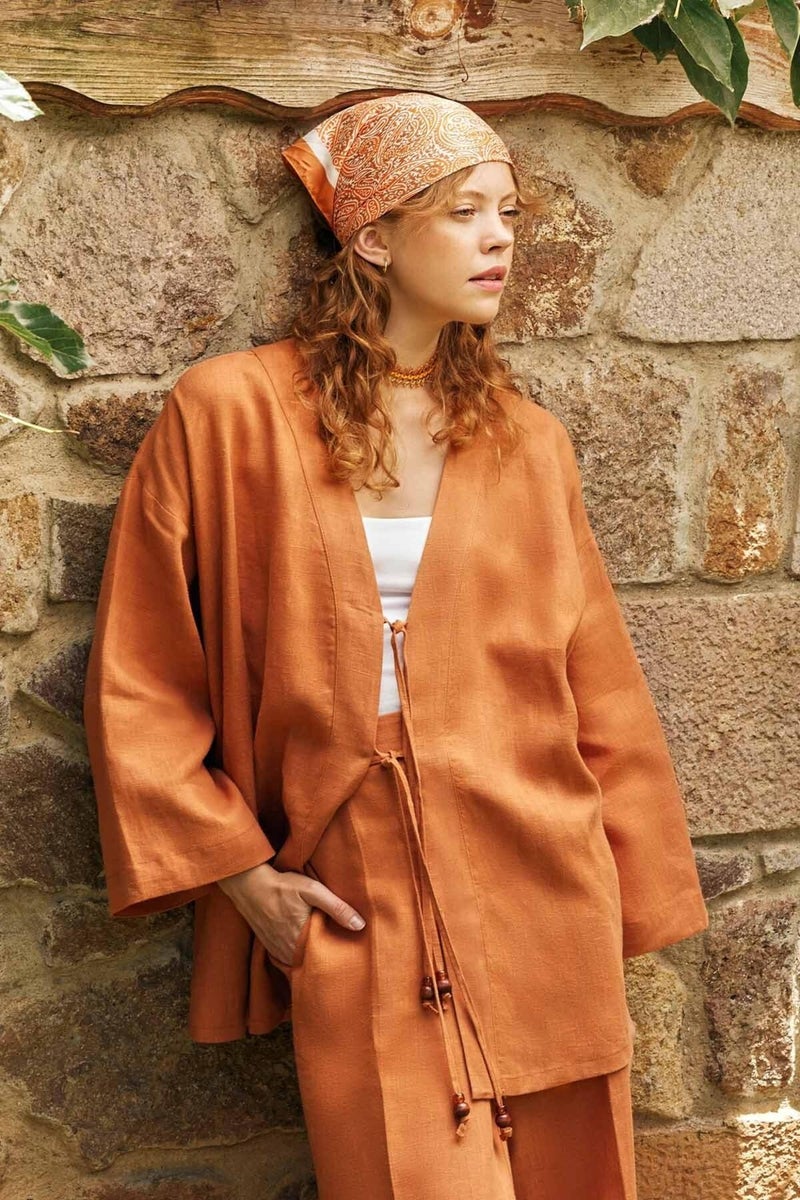 Manuka Linen Kimono Brick - Image 1