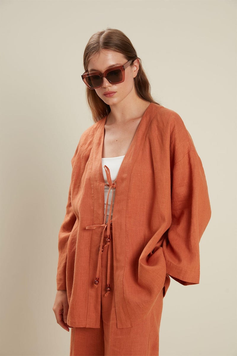 Manuka Linen Kimono Brick - Image 2