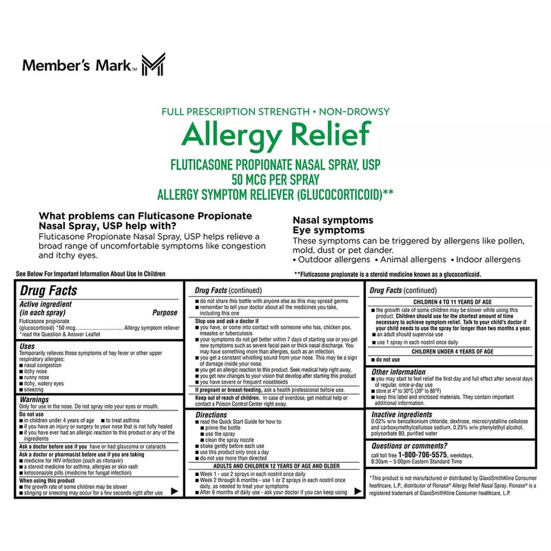 Members Mark Fluticasone Propionate Nasal Spray 6 pk 054 fl oz Bottle - Image 2
