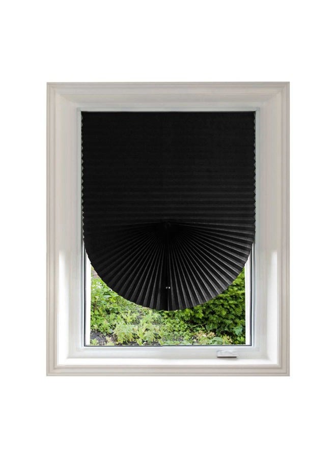 ChYoung Stick On Blinds for Windows, Temporary No Drilling Light Filtering Pleated Paper Clip On Door Blinds and Shades for Kitchen Patio Bathroom Bedroom (Black, 60x150cm) - Image 5