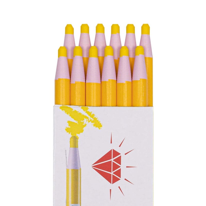 Diamond PeelOff China MarkersGrease Pencils for Glass Cellophane Vinyl Metal Etc 12 Pencils Yellow