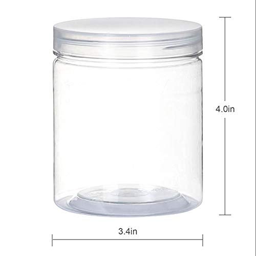 Yephets 16 OZ Plastic Jars with Lids, 12 Pack Clear Plastic Slime Containers for Kitchen and Household Food Storage of Dry Goods, Creams and More,Included Extra Label and A Pen - Image 2