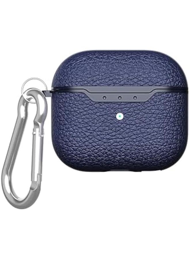 Generic - for AirPods 4th Generation Case, Cpatible with AirPods 4 Gen (2024) (USB-C), Premium Faux PU Leather Drop Protection Cover with Keychain (Navy blue) - Image 1