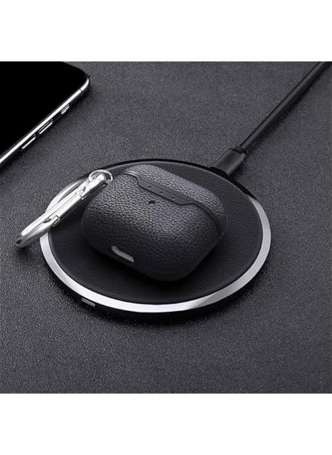 Generic - for AirPods 4th Generation Case, Cpatible with AirPods 4 Gen (2024) (USB-C), Premium Faux PU Leather Drop Protection Cover with Keychain (Navy blue) - Image 1