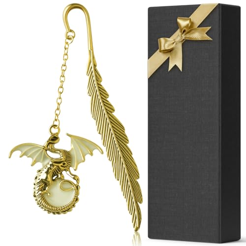 Cacukap Fantasy Fourth Wing Metal Bookmark Glow in The Dark, Cool Dragon Bookmark Gifts for Women Men Book Lovers Readers (Gold Dragon) - Image 1