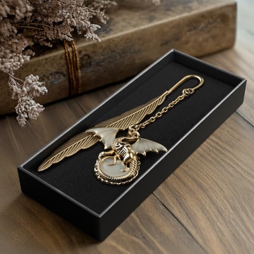 Cacukap Fantasy Fourth Wing Metal Bookmark Glow in The Dark, Cool Dragon Bookmark Gifts for Women Men Book Lovers Readers (Gold Dragon) - Image 5