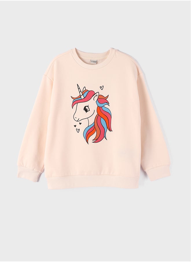 Crew Neck Printed Long Sleeve Girl Sweatshirt - pzsku/ZE271DA97E0349D5B5285Z/45/_/1735652086/dc3fe0a1-edee-4f74-ad14-6dcde96dfe58