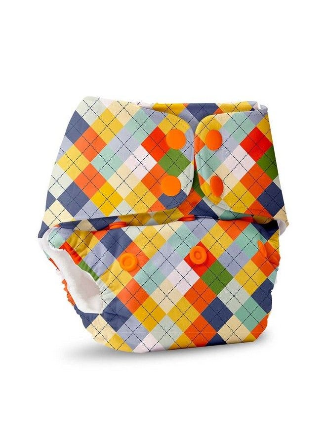 Superbottoms - Basic Reusable Cloth Diaper For Babies 0 3 Years ; Freesize Adjustable Washablereusable Cloth Diaper For Babies ; New Quick Dry Ultrathin Pads ; Trim Fitting; Peach Geometricpack Of 1 - Image 1