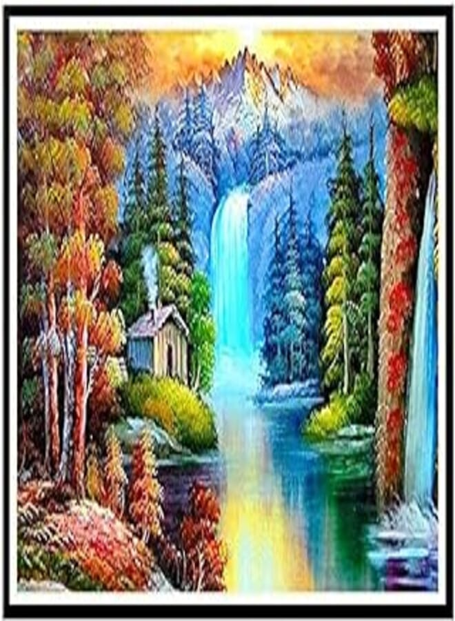 OR 5D DIY Diamond Painting Kit - Mountain Waterfalls- Decoration 40x30cm 