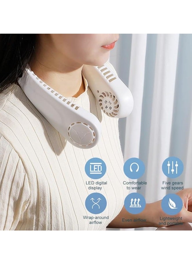 إسكدنيا مروحة رقبة هالتر، مروحة رقبة قابلة للطي محمولة مع شاشة رقمية، مروحة صغيرة مصغرة قابلة لإعادة الشحن عبر USB للمكتب والنادي الرياضي. - Image 4