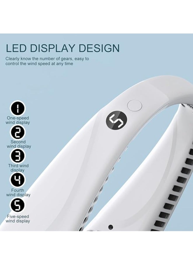 إسكدنيا مروحة رقبة هالتر، مروحة رقبة قابلة للطي محمولة مع شاشة رقمية، مروحة صغيرة مصغرة قابلة لإعادة الشحن عبر USB للمكتب والنادي الرياضي. - Image 3