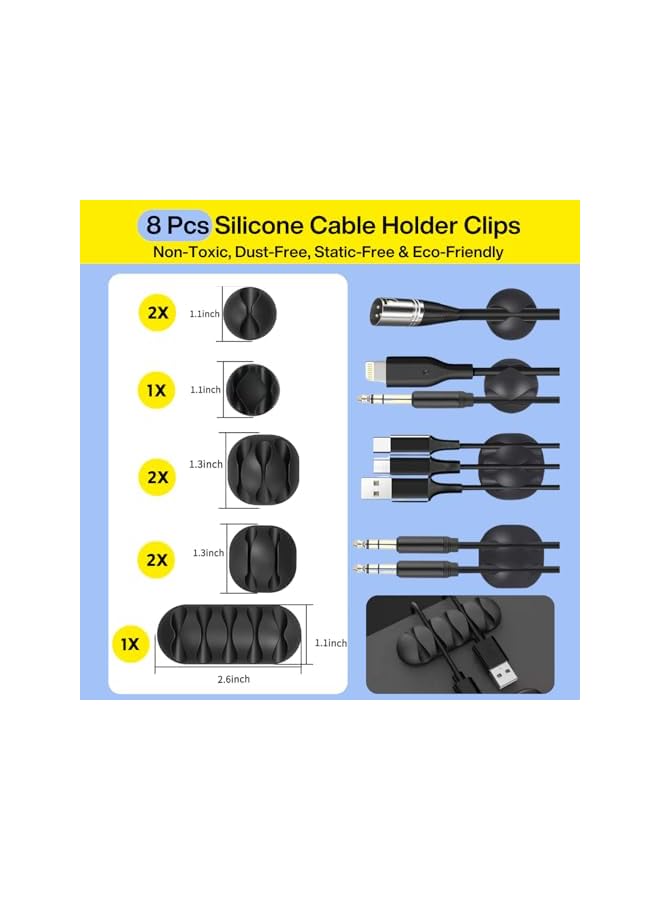 S-TOP Cable Management Kit Desk Cord Organizer 22 Reusable Cable Strap - Image 2