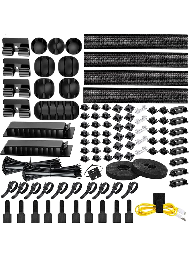 S-TOP Cable Management Kit Desk Cord Organizer 22 Reusable Cable Strap - Image 1