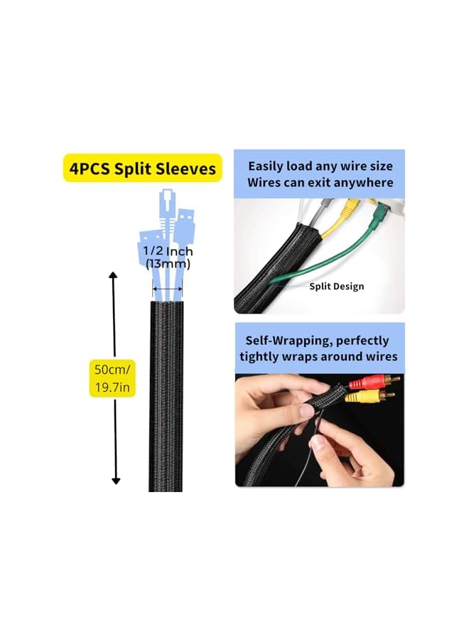 S-TOP Cable Management Kit Desk Cord Organizer 22 Reusable Cable Strap - Image 3