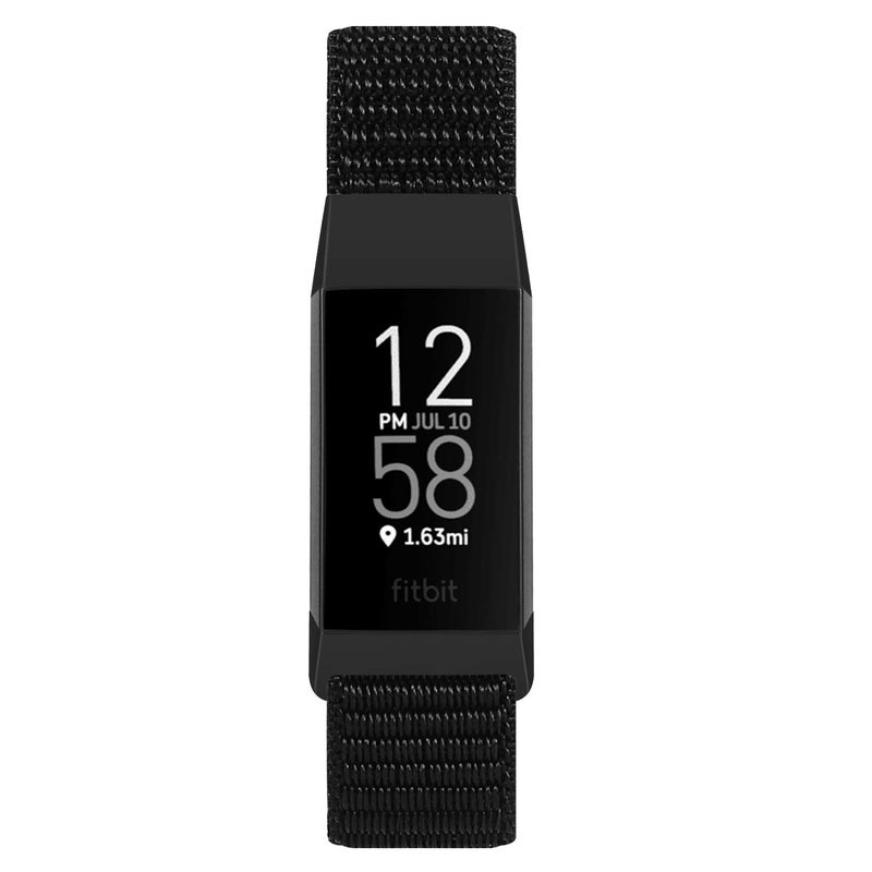 AVOD Nylon Watch Bands Compatible with Fitbit Charge 4/Charge 3/SE, Soft Replacement Wristband Breathable Sport Strap with Band for Women Men (Black) - Image 2