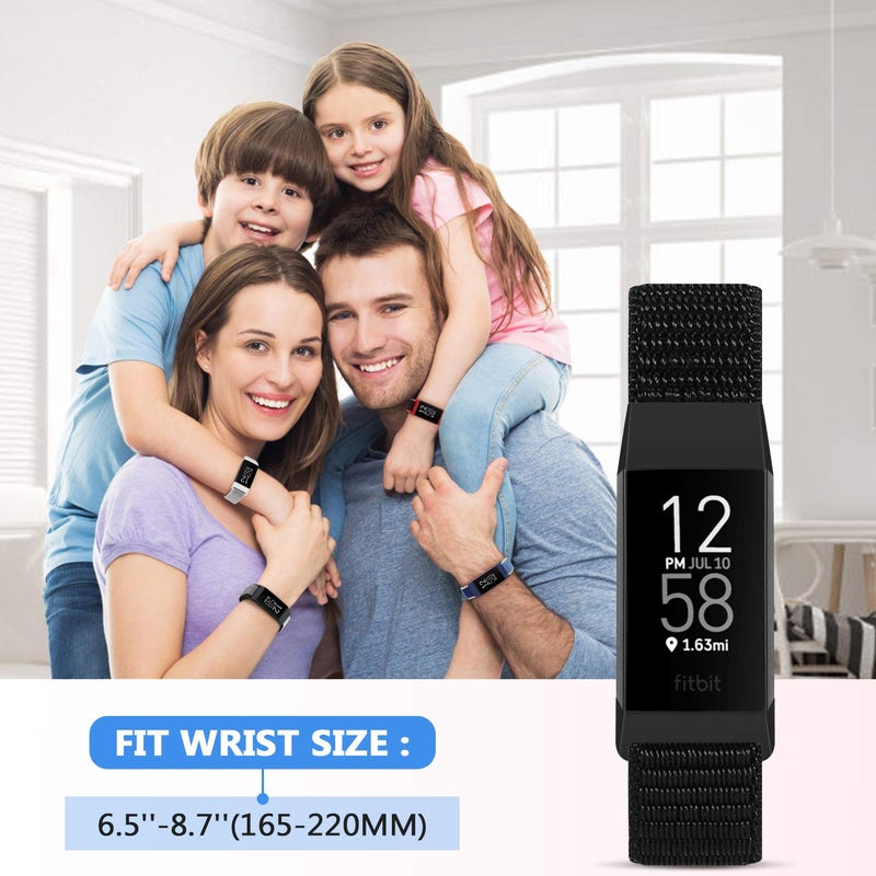 AVOD Nylon Watch Bands Compatible with Fitbit Charge 4/Charge 3/SE, Soft Replacement Wristband Breathable Sport Strap with Band for Women Men (Black) - Image 3