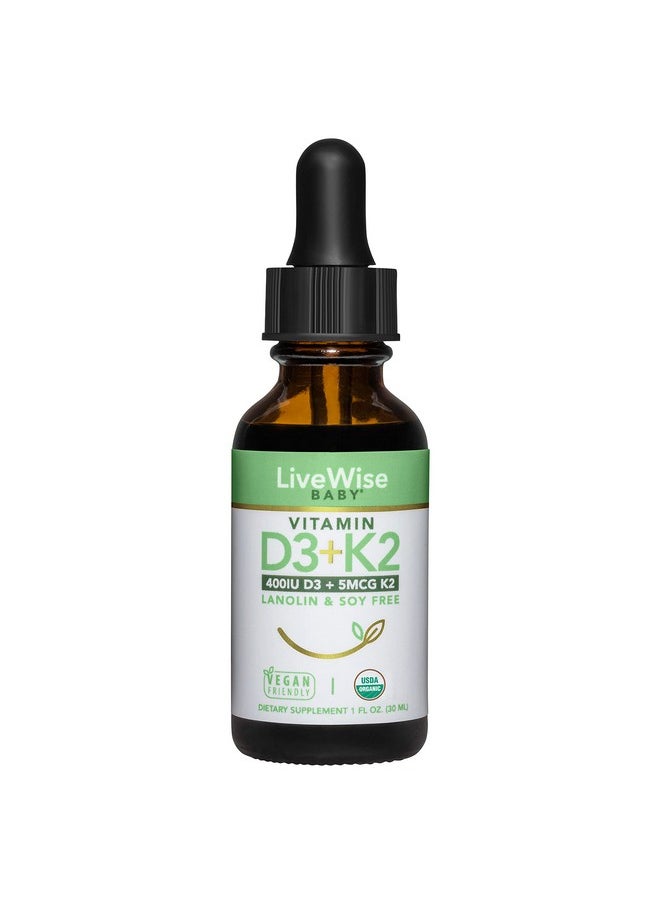 Live Wise Naturals - Vitamin D3 And Vitamin K2 Liquid Drops Baby Vitamin D Drops For Infants W/ Vitamin K For Optimal Absorption Vitamin D3 K2 Supplement W/ Organic Mct Oil Supports Healthy Bones Brain Immune System - Image 1