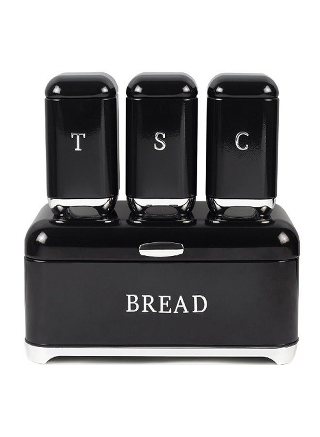 WALALLA 4-Piece Large Capacity Stainless Steel, Coffee Kitchen Canister, Sugar Organizer, Tea Storage Box, Coffee Storage Jars, Bread Storage Bin Kitchen Containers Storage Set - Image 1