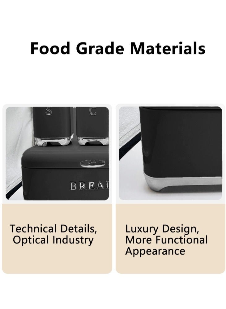 WALALLA 4-Piece Large Capacity Stainless Steel, Coffee Kitchen Canister, Sugar Organizer, Tea Storage Box, Coffee Storage Jars, Bread Storage Bin Kitchen Containers Storage Set - Image 3