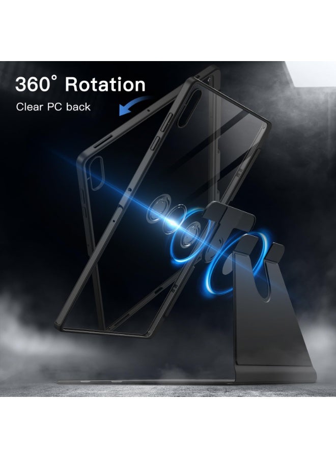 شيك فايب جراب دوار لجهاز سامسونج جالاكسي تاب إس 11 ألترا مع حامل قلم إس، غطاء حماية خلفي شفاف قابل للدوران 360 درجة، خاصية التشغيل/الإيقاف التلقائي (أسود) - Image 3