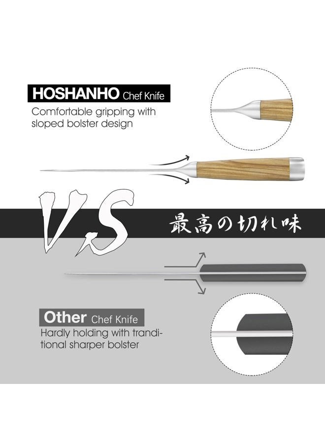 HOSHANHO Damascus Chef Knife 8 Inch, Professional 67 Layers 10Cr15CoMoV Super Steel Kitchen Knife, Ultra Sharp Japanese Knife with Durable Ergonomic Olive Wood Handle - Image 4