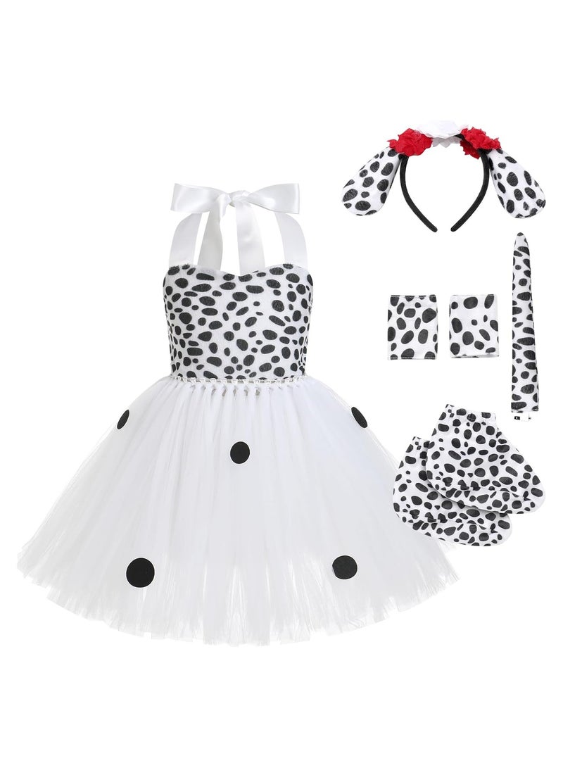 SOLARAE Girls Jungle Animal Leopard Tutu Dress, Handmade Cosplay Costume for Kids, Perfect for Halloween, Birthday Parties, and Carnivals (Size 3-4T) - Adorable Puppy Theme Outfit for Toddlers. - Image 3