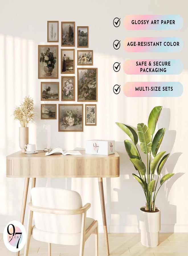 97 Decor مجموعة ديكور جدارية عتيقة مكونة من 12 قطعة من 97 ديكور - ديكور جداري على الطراز الريفي الفرنسي، ملصقات عتيقة لإضفاء لمسة جمالية على الغرفة، مطبوعات نباتية ريفية، صور مناظر طبيعية للمنزل، غرفة النوم، غرفة المعيشة (بدون إطار) - Image 5