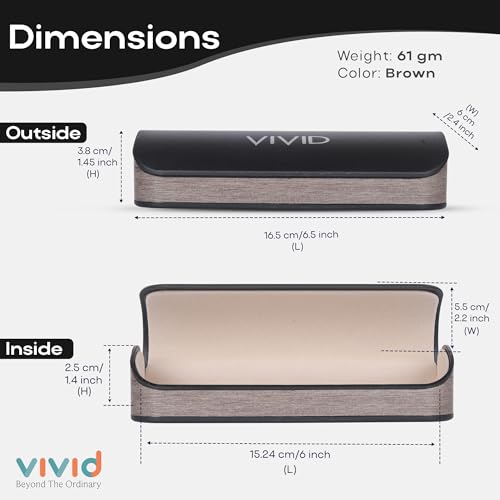 VIVID Vision Unisex Adult Lightweight Eyewear Specs Case Cover | Protect Eye Glasses | ABS | Plastic | Spectacles | Cases | AP-276 | Black-Light Brown - Image 4
