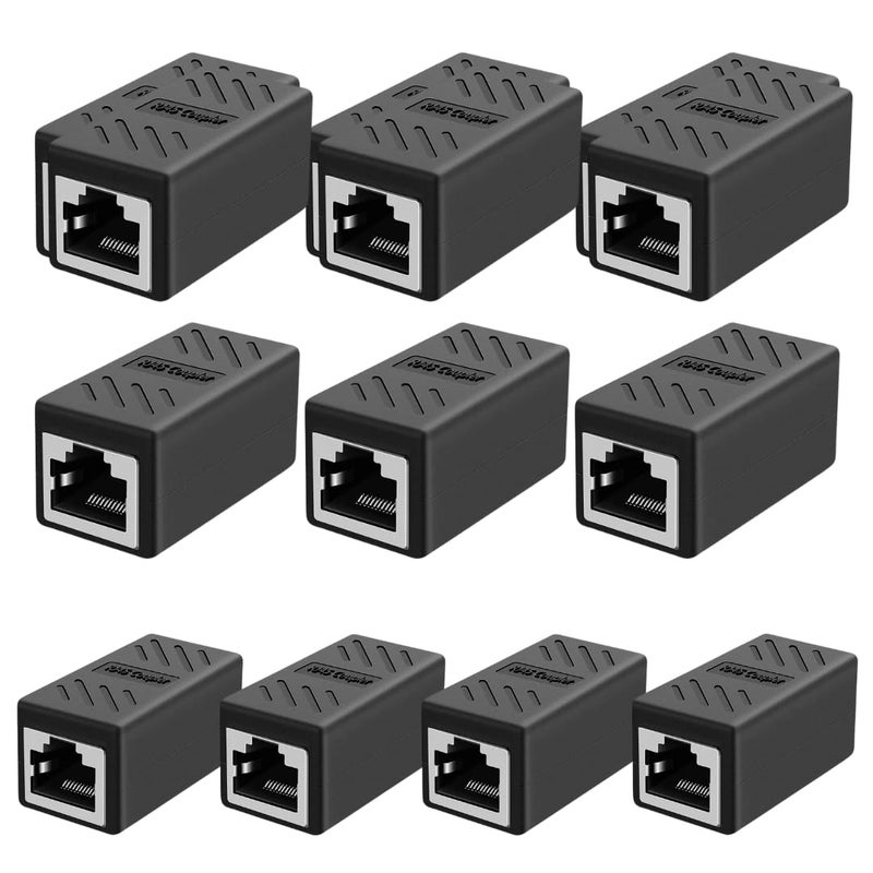 COOLCOLD RJ45 Ethernet Coupler (10 Pack), Cat7/Cat6/Cat5e LAN Cable Extender Adapter, Female to Female Connector for Network Extension, Ethernet Cable Joiner (Black) - Image 1