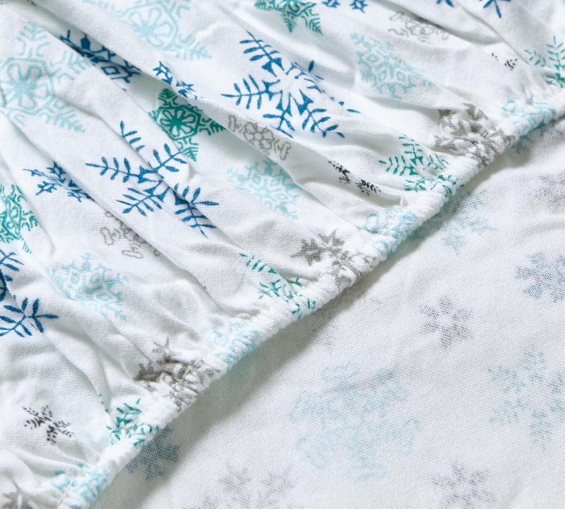 Eddie Bauer - Flannel Sheets Twin Size, Anti-Pilling & Wrinkle Resistant Cotton, Touchably Soft for All-Season Comfort - Bed Sheets with Matching Pillowcase & Fitted Sheet (Tossed Snowflake Blue) - Image 3
