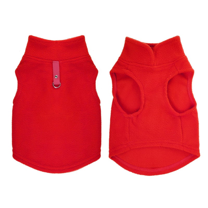 Rbenxia 1 Piece Dog Sweater with Leash Ring Soft Fleece Vest Dog Pullover Warm Jacket Pet Dogs Clothes Winter Dogs Outfits for Small Puppy Cat Pets (Red, Medium) - Image 3