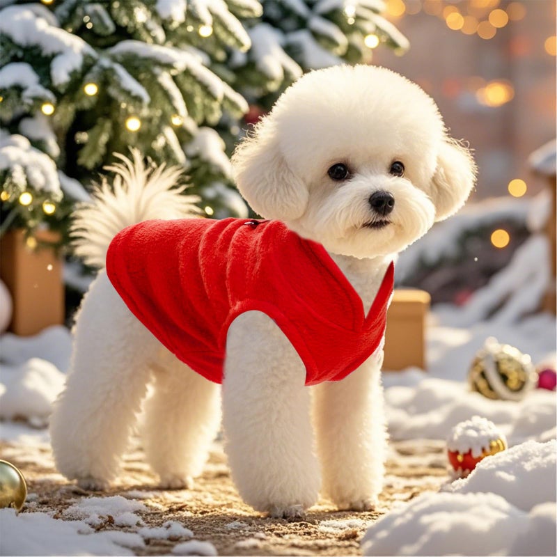 Rbenxia 1 Piece Dog Sweater with Leash Ring Soft Fleece Vest Dog Pullover Warm Jacket Pet Dogs Clothes Winter Dogs Outfits for Small Puppy Cat Pets (Red, Medium) - Image 4