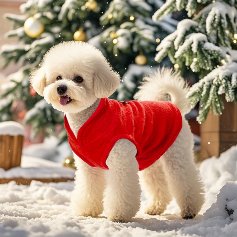 Rbenxia 1 Piece Dog Sweater with Leash Ring Soft Fleece Vest Dog Pullover Warm Jacket Pet Dogs Clothes Winter Dogs Outfits for Small Puppy Cat Pets (Red, Medium) - Image 5