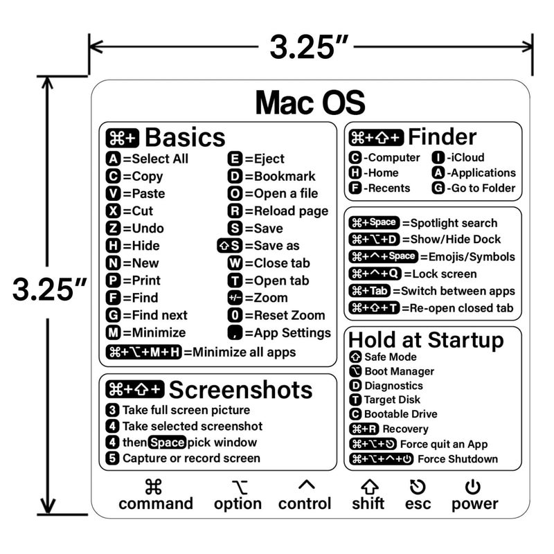 SWITHOM Mac Shortcut Sticker - Mac OS Shortcuts Sticker (M1+Intel), Laptop Keyboard Shortcuts Stickers for MacBook, Compatible with 13-16 Inch MacBook Air/Pro, Mac Shortcuts 2026 (1pcs) - Image 2