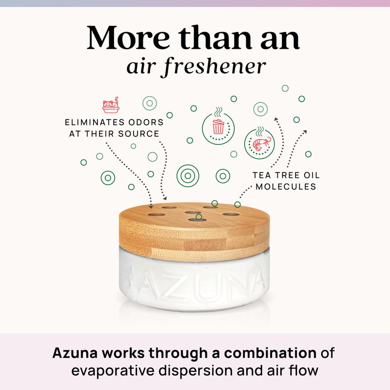 Azuna Air Freshener & Odor Eliminator for Strong Odor | 2 Room Kit Includes (2) 8 oz. Empty Luxe Glass Jars & 12 oz | Refill with Tea Tree Essential Oil Gel | Aromatherapy | Last 60-90 Days - Image 2