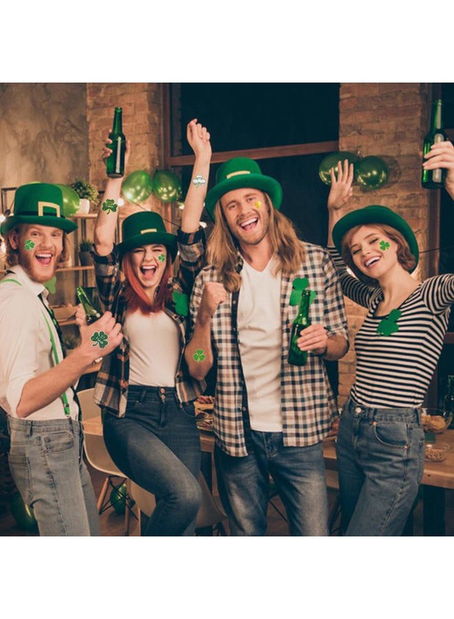 Partywind 64 PCS St Patrick's Day Temporary Tattoos, Metallic Glitter Shamrock Face Stickers for Saint Patrick's Day Decorations Party Favors, Irish Shamrock Decor for Women, Men, Kids (2 Sheets) - Image 4