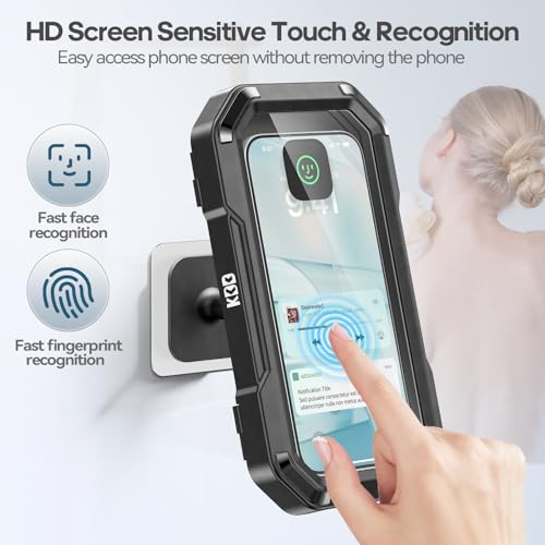 KDD Shower Phone Holder Waterproof - 360° Rotation Detachable Phone Case, Fully Enclosed High Touch Sensitive Design Wall Phone Mount Stand, Bathroom Mirror Bathtub Accessories for 4-6.7” Cellphones - Image 3