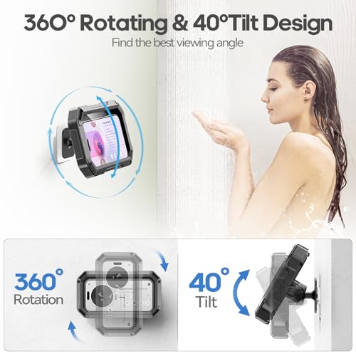 KDD Shower Phone Holder Waterproof - 360° Rotation Detachable Phone Case, Fully Enclosed High Touch Sensitive Design Wall Phone Mount Stand, Bathroom Mirror Bathtub Accessories for 4-6.7” Cellphones - Image 4