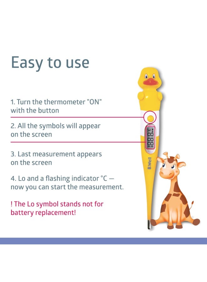 B.Well سويسري مقياس حرارة البطة PRO-06 من B.Well - للاستخدام المنزلي، للعناية بالأطفال، مقياس حرارة رقمي غير طبي - Image 3