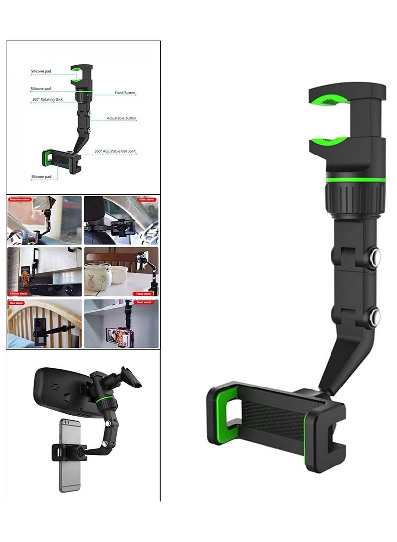 Multifunctional 360° Degree Rotatable Auto Rearview Mirror Phone Holder - Image 3