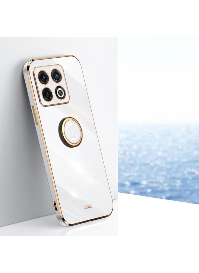 HuHa - Case Cover For For OnePlus Ace Pro XINLI Straight Edge 6D Electroplate TPU Phone Case with Ring Holder(White) - Image 1