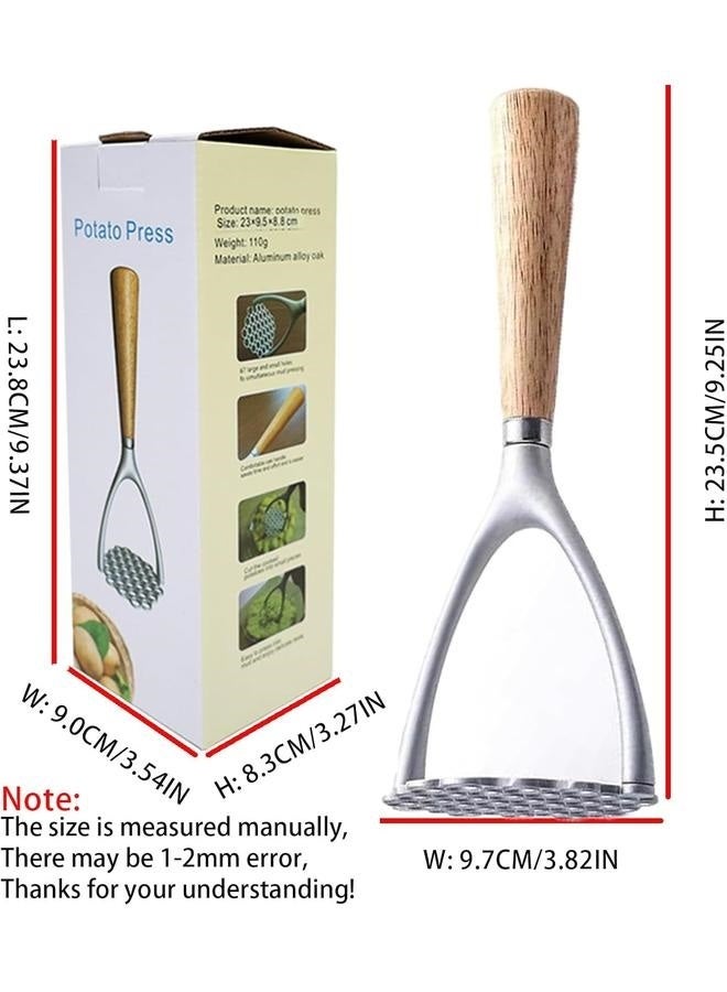 Sturdy Masher, Potato Masher Aluminum Alloy with Non-slip Wood Handle, Manual Kitchen Tool/Food Masher, for Mashing Root Vegetables, Beans, Avocados, Fruits, Nuts, Fluffy Mashed Potato 9.25-Inch - Image 5