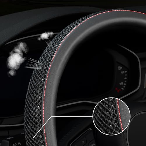 KAFEEK Steering Wheel Cover for Tesla Model 3/Y, Microfiber Leather Steering Wheel Protector, Breathable, Anti-Slip, Warm in Winter and Cool in Summer, for Tesla Model 3/Y Accessories, Black - Image 4