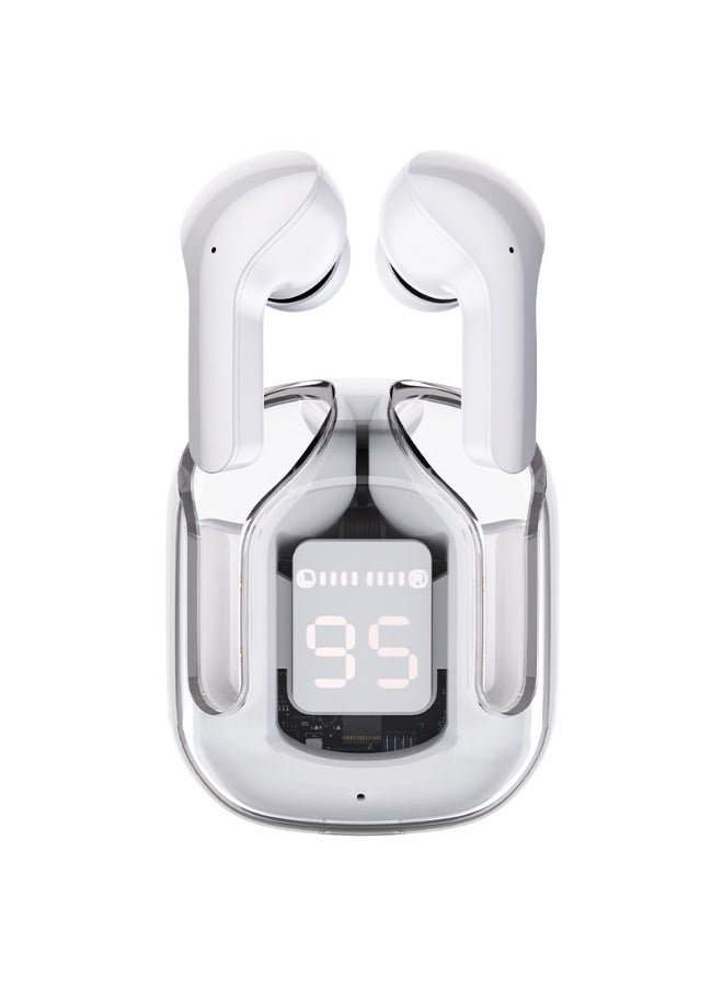 ACEFAST Wireless Bluetooth Earbuds with ENC Noise Canceling Translucent Earphones, HiFi Dual Stereo Microphone Mini in-Ear Earbuds with Charging Case and LED Digital Display - White - Image 1