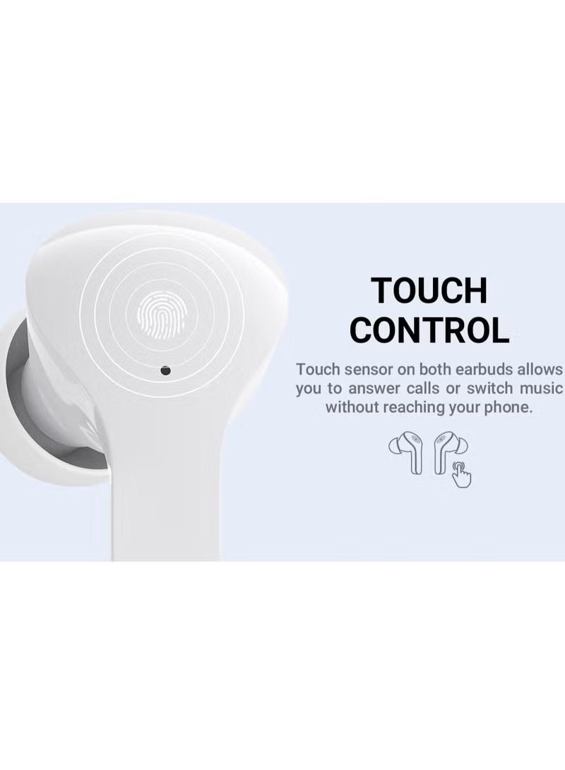 ACEFAST Wireless Bluetooth Earbuds with ENC Noise Canceling Translucent Earphones, HiFi Dual Stereo Microphone Mini in-Ear Earbuds with Charging Case and LED Digital Display - White - Image 2